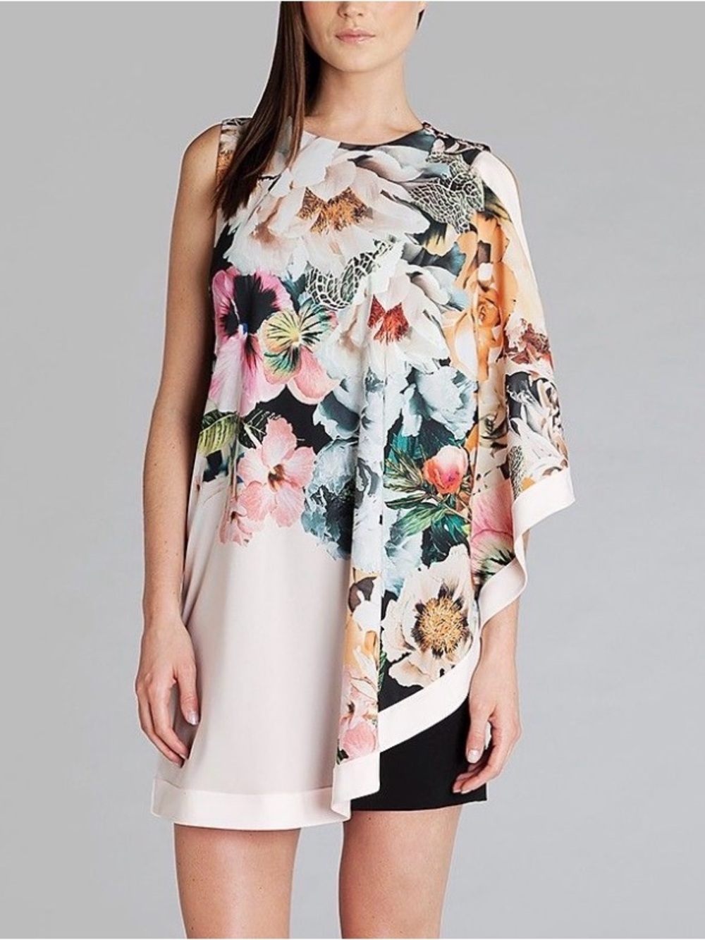 Ted Baker London Tazzmyn Floral Tunic Black Cream Drape Size 2 (Ted Size 0) - Picture 3 of 17
